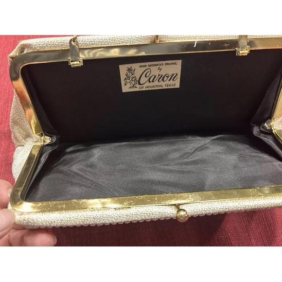 VTG 50s CARON OF HOUSTON TEXAS Hand Crafted Needlepoint Purse 11x5 - Picture 11 of 15